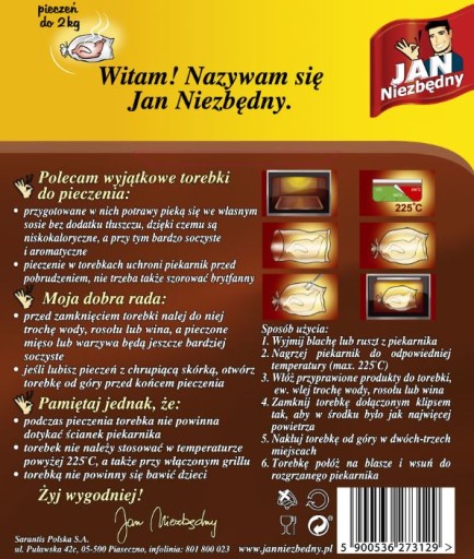 JAN NIEZBĘDNY TOREBKI DO PIECZENIA MIĘSA 25X38 X25