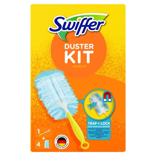 Набор для чистки пыли Swiffer, 1 ручка, 4 тряпки, комплект тряпки.