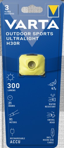 Фонарик VARTA Outdoor Sports Ultralight, лимонный
