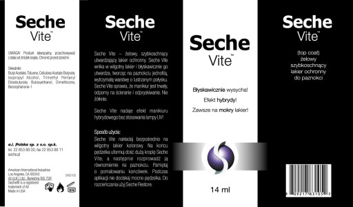 SECHE VITE Top Coat wysuszacz i utwardzacz 14ml