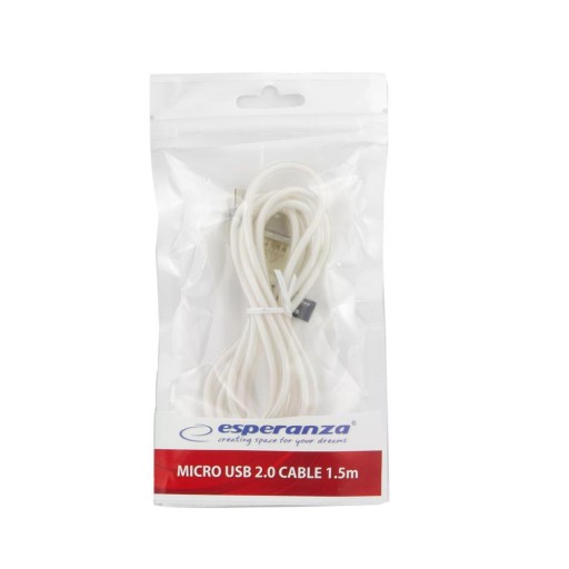 КАБЕЛЬ ESPERANZA MICRO USB 2.0 A-B M/M 1,5М ПРОЗРАЧНЫЙ БЕЛЫЙ