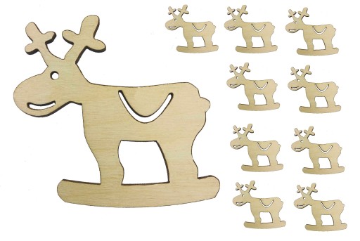 Renifer ozdoba Drewniana święta 3cm 10szt