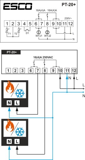 REGULATOR Sterownik TEMPERATURY dwa czujniki Pt100