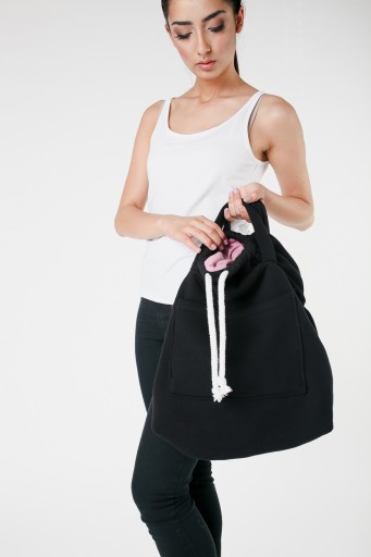 duża torba dzianinowa worek bag czarna