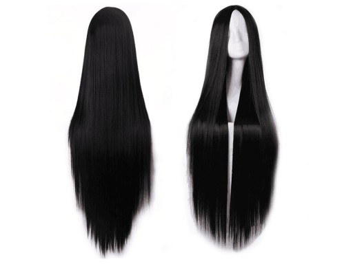 PERUKA damska CZARNA długa proste włosy BRUNETKA peruki COSPLAY 100 cm