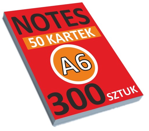NOTESY klejone A6 50 kartek BLOCZKI Reklamowe z NADRUKIEM Logo 300 sztuk