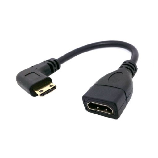 Угловой переходной кабель HDMI-Mini-HDMI ЛЕВЫЙ, 16 см