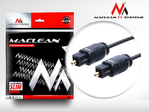 Kabel przewód optyczny CYFROWY TOSLINK SLIM T-T 1m