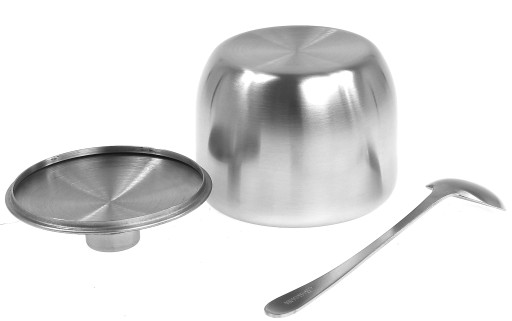СТАЛЬНАЯ САХАРНИЦА С ЛОЖКОЙ, БЛЕСКОВАЯ СТАЛЬ