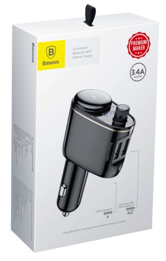FM-передатчик Baseus, Bluetooth, MP3, зарядное устройство, 2 порта USB