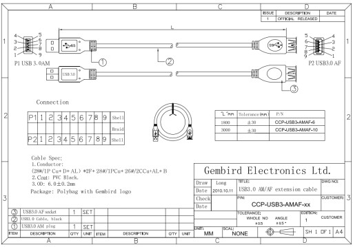 УДЛИНИТЕЛЬ USB 3.0 A-A (M-F) – 3 метра
