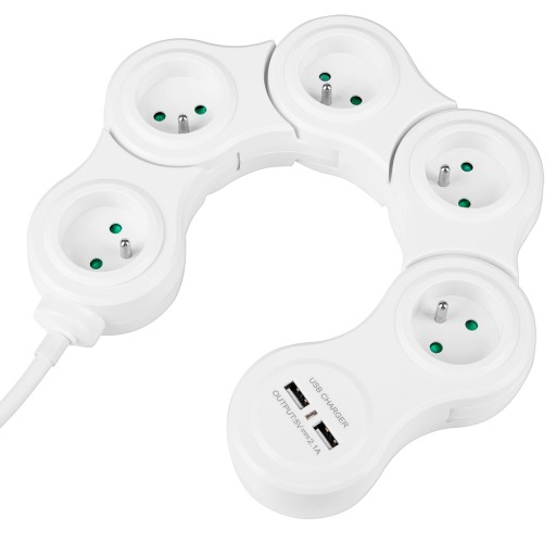 УДЛИНИТЕЛЬ ПИТАНИЯ 5 розеток 2xUSB SNAKE