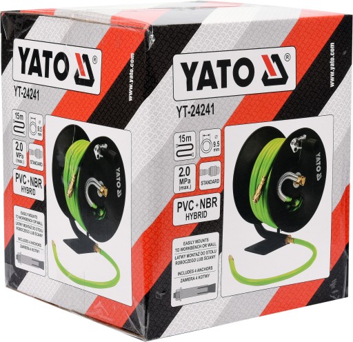 ГИБКИЙ ПНЕВМАТИЧЕСКИЙ ШЛАНГ С УКЛАДОЧНЫМ БАРАБАНОМ 15 м YATO