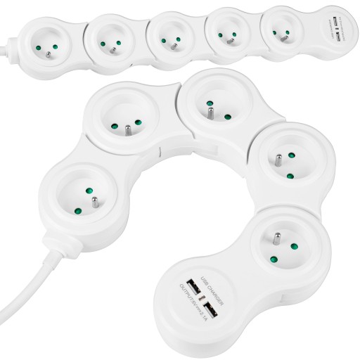 УДЛИНИТЕЛЬ ПИТАНИЯ 5 розеток 2xUSB SNAKE