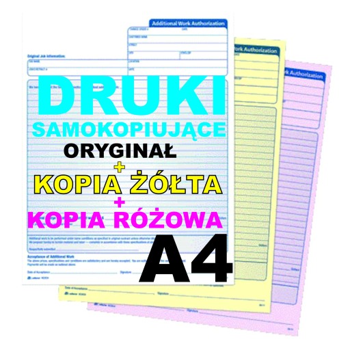 A4 DRUKI SAMOKOPIUJĄCE 10x 50 kpl ORYGINAŁ+2 KOPIE