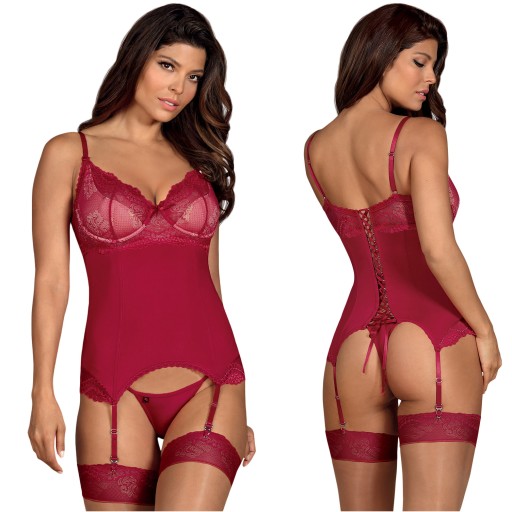 Корсет Obsessive Rosalyne + стринги S/M