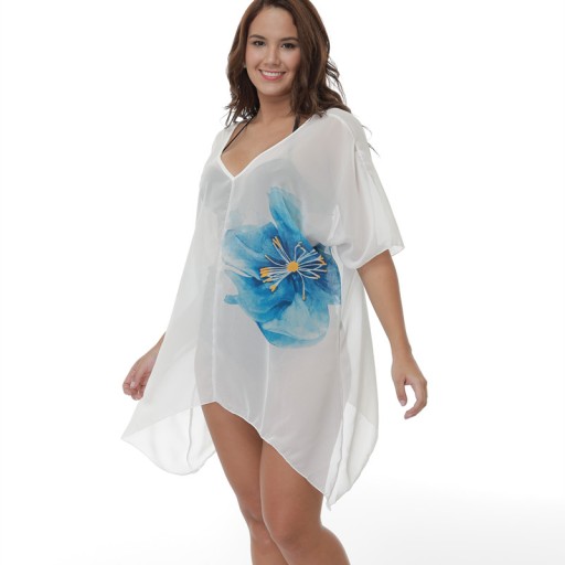 Летняя пляжная туника с цветком 9080 PLUS SIZE