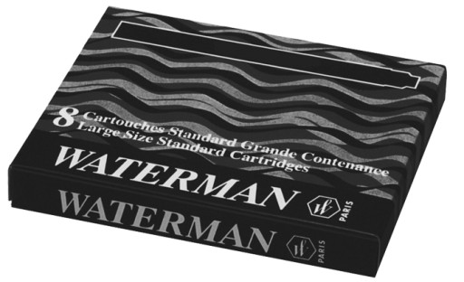 ЧЕРНЫЕ ПАТРОНЫ для ЧЕРНИЛЬНОЙ РУЧКИ, быстросохнущие, 8 шт., Waterman, БЕЗОПАСНЫЕ