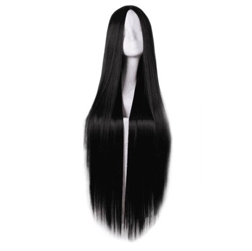PERUKA damska CZARNA długa proste włosy BRUNETKA peruki COSPLAY 100 cm