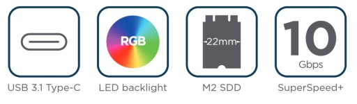 Obudowa Adapter SSD M.2 PCIE NVME USB 3.1 USB-C 10 Gbs Kieszeń m.2 do 2TB
