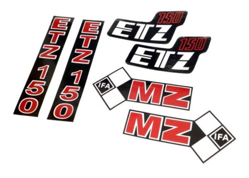 Naklejki MZ ETZ 150 czerwone komplet org. wzór
