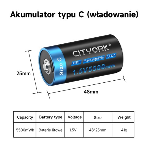 10 шт., 1,5 В, 5500 МВтч, размер C LR14, NIMH аккумулятор с USB-кабелем