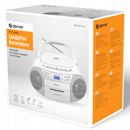 Бумбокс Радио CD ДЕНВЕР кассеты DAB+ FM AUX USB BT БЕЛЫЙ Подарок на первое причастие