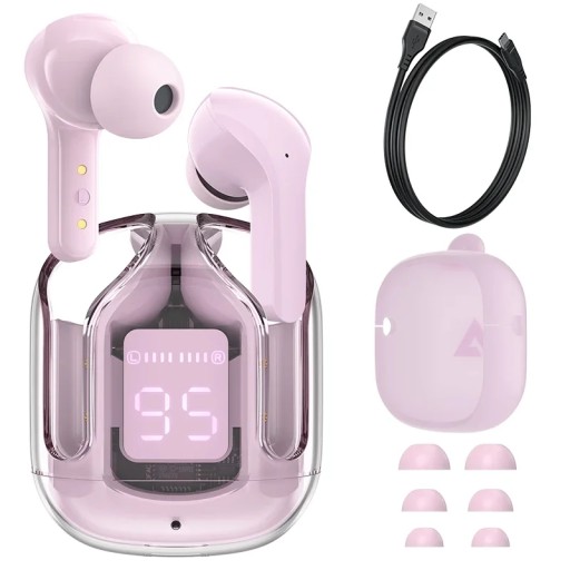 Беспроводные наушники ACEFAST Crystal T6/AT6 — РОЗОВЫЕ