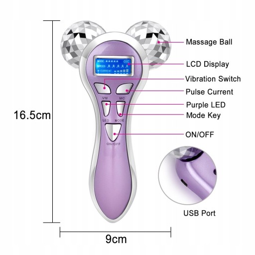 Micro Current Vibration Massager 4D Roller Facial