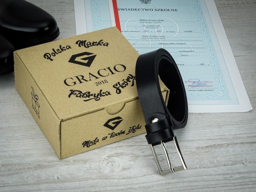 ремень кожаный для брюк, черный CLASSIC GRACIO