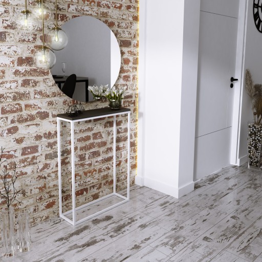Nowoczesna Konsola Toaletka Przedpokój Loft 60x20x80 Biała+Blat MiniPearl