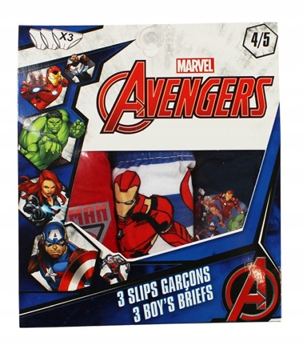 AVENGERS MAJTKI SLIPKI SLIPY DZIECIĘCE BAWEŁNIANE 3-PAK 6/8 LAT