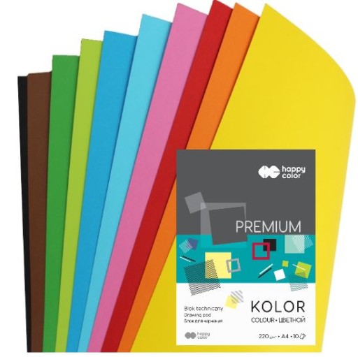 Технический блок А4 10к 220г разноцветный Happy Color