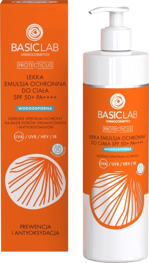 BasicLab Wodoodporna Emulsja do Opalania SPF50+ do Skóry Wrażliwej 300 ml