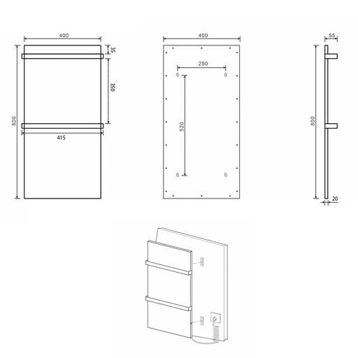 Sapho Heating - Нагревательный элемент Elmis, 400x800 мм, 120 Вт, белый матовый EB42