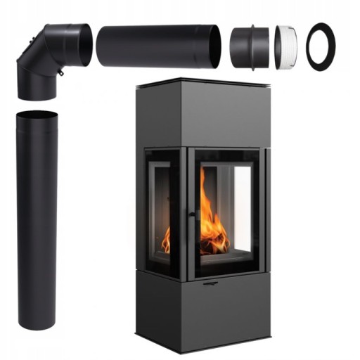 Piec Wolnostojący Thor View 8 kW Czarny Zestaw