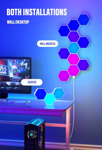 Светодиодный шестиугольный светильник RGB Bluetooth для внутреннего освещения