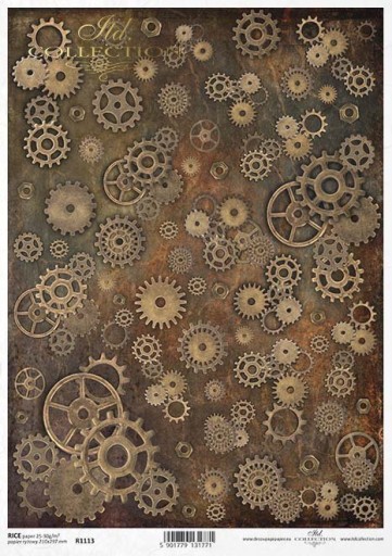 Коллекция ITD - Рисовая бумага для декупажа R1113 Steampunk Gears - A4