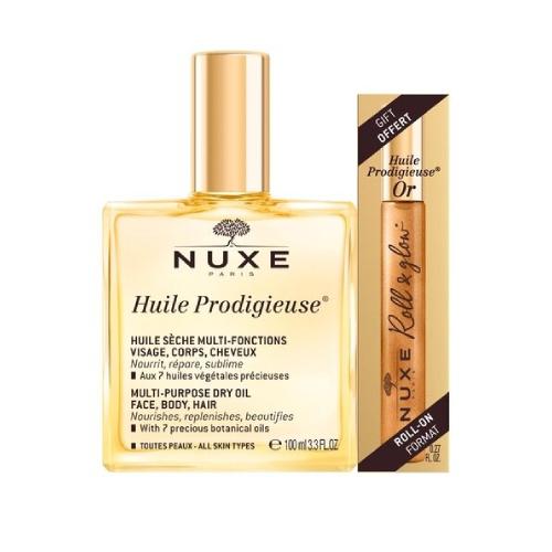 Сухое масло NUXE Huile Prodigieuse, 100 мл + сухое масло в шариковом исполнении, 8 мл