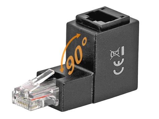 Адаптер RJ45, угловая вилка-розетка 90 градусов кат.6 UTP DELOCK