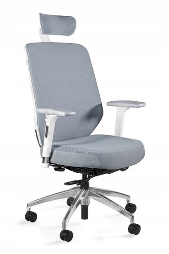 Fotel ergonomiczny Hero biały korpus szary front