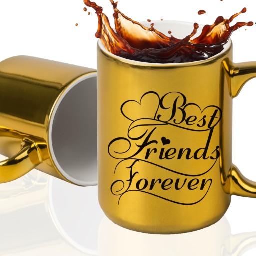 Кружка XXL GOLD, подарок на день рождения другу BEST FRIENDS FOREVER Designs