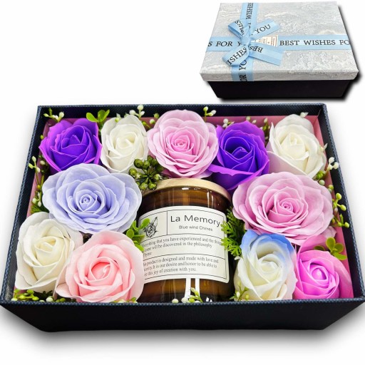 Flower Box мыло цветы СВЕЧА в коробочке ПОДАРОК ​​ко Дню матери MT79