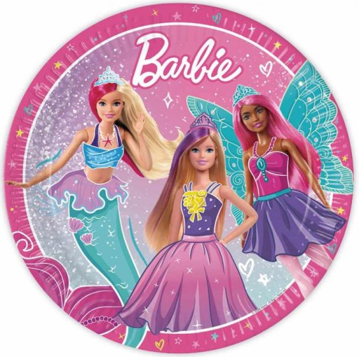 ZESTAW KUBKI TALERZYKI JEDNORAZOWE BARBIE KSIĘŻNICZKI URODZINY 16szt
