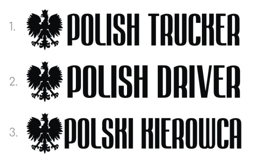 Наклейка на грузовик «ПОЛЬСКИЙ ВОДИТЕЛЬ ГРУЗОВИКА» Orzełek Polska *ЦВЕТА *УЗОРЫ *42см