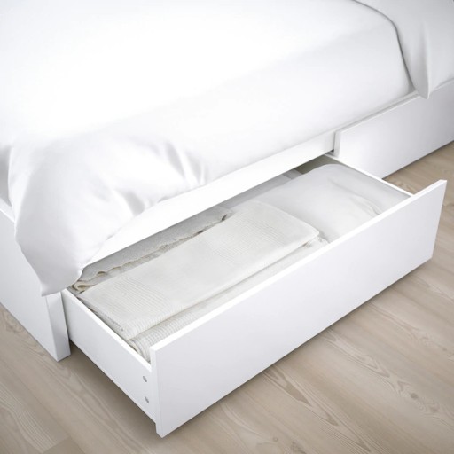 IKEA MALM Rama łóżka z 2 pojemnikami biały 180x200