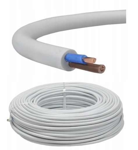 КАБЕЛЬ ТОКА КАБЕЛЬНАЯ ЛИНИЯ H05VV-F НОВЫЙ 2x1 мм2 500 В БЕЛЫЙ 100 м