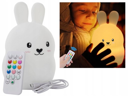 Ночной светильник SOFT RABBIT для детей, красочный СИЛИКОНОВЫЙ RGB светодиодный пульт дистанционного управления