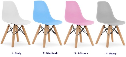 ZESTAW 4 KRZESEŁ DZIECIĘCYCH SKANDYNAWSKICH BIAŁY