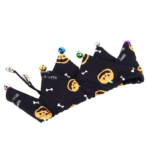 Obroża dla kota na Halloween z dzwoneczkami w wzór dyni regulowana